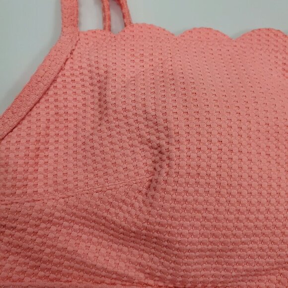 Aerie Women's‎ Light Coral Textured Scalloped Edge Bandeau Bikini Top Size S - Picture 2 of 6